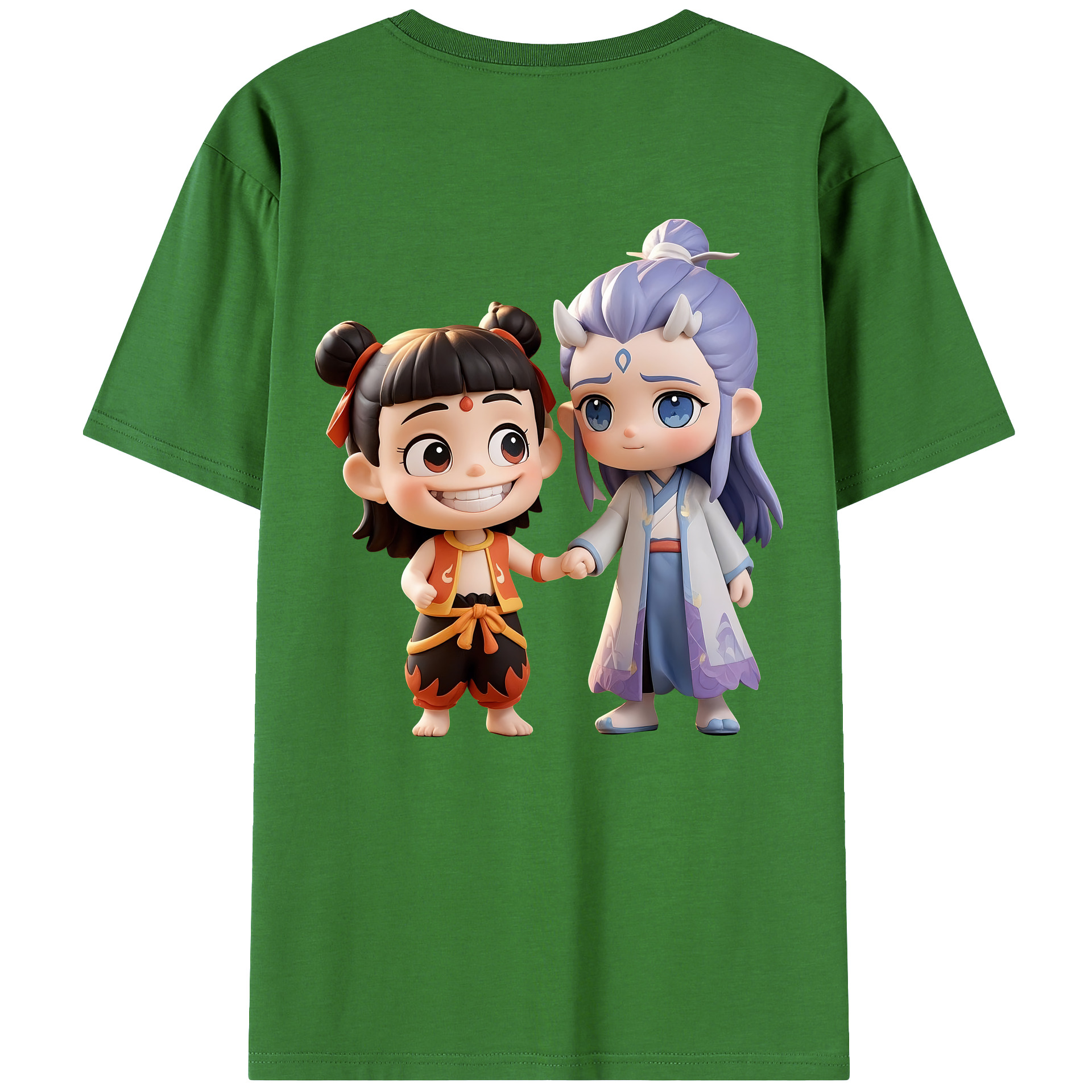 （画像用） Ne Zha 2 ナタ 魔童の大暴れ レディース半袖Tシャツ(バックプリント)